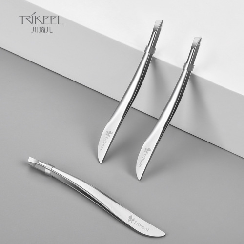 Chuanqi'er stainless steel eyebrow curler eyelash grafting tweezers oblique mouth flat eyebrow pliers plucking pliers eyebrow trimming clip