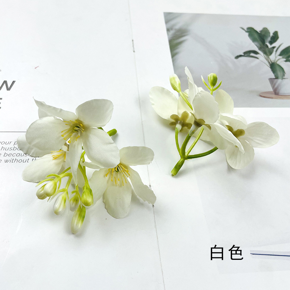 Simulación de 3 hortenas Begonia cadena de flores DIY hecha a mano toque de cabeza pinza de material accesorios paquete de decoración de fotografía del hogar
