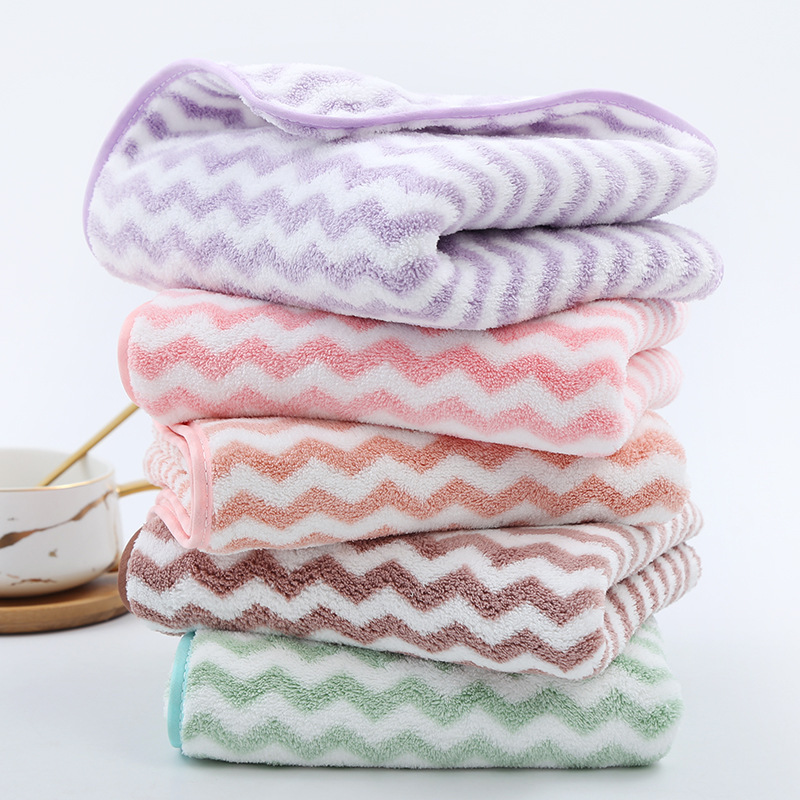 Warp Knitted Water Ripple Towel Coral Velvet Wholesale Soft Absorbent Face Washcloth Household Kitchen Bathroom Towel