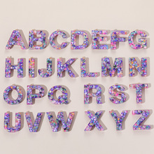 批发跨境 diy饰品配件26个英文字母钥匙扣水晶滴胶包包挂件手机链