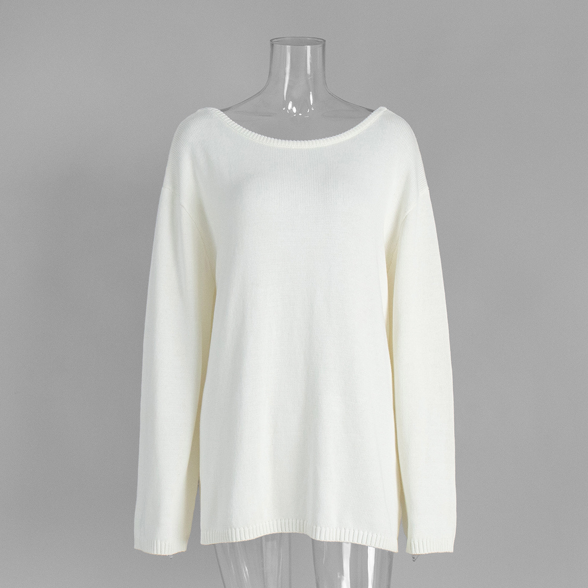 Suéter de punto de algodón puro transfronterizo, estilo europeo y americano, nuevo modelo otoño-invierno 2025, holgado, informal y sexy con espalda descubierta.