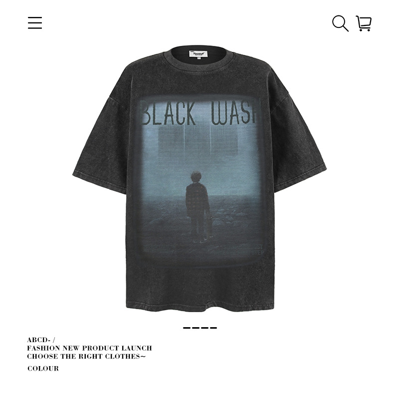 Camiseta de manga corta apilada en la calle alta de la marca de moda pesada de 250g para hombres de algodón puro con camisa de fondo suelta para hombres de verano