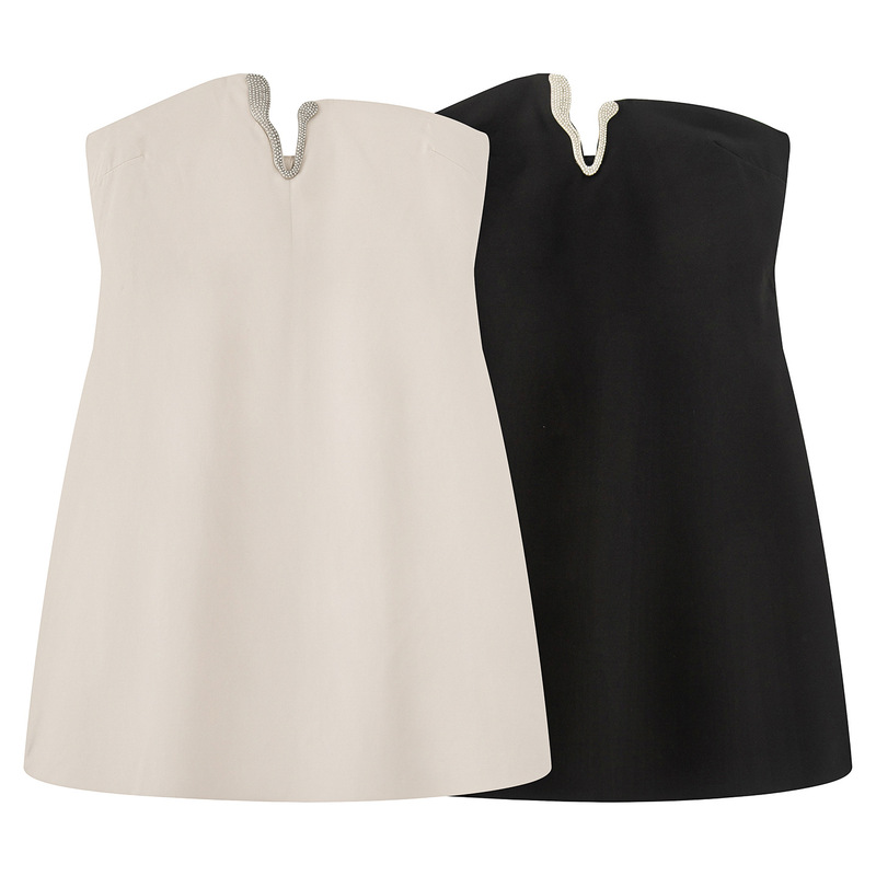 European, American and Southeast Asian Export Wholesale 2025 Women's Celebrity Diamond-Encrusted Tube Top Waist Pleated Dress Mini Skirt European, American and Southeast Asian Export Wholesale 2025 Women's Celebrity Diamond-Encrusted Tube Top Waist Pleated Dress Mini Skirt