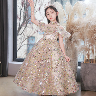 Girls Evening Dress Princess Dress Little Girl Accessible Luxury Niche Classy Birthday Host Piano Performance Clothing Spring