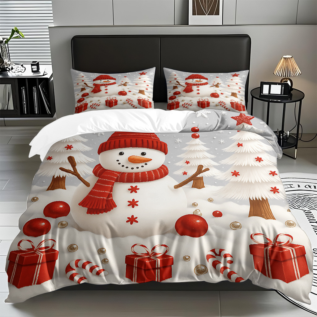 Textiles caseros transfronterizos patrón navideño suave polirido quilt kit de impresión digital HD TEMU / JIT