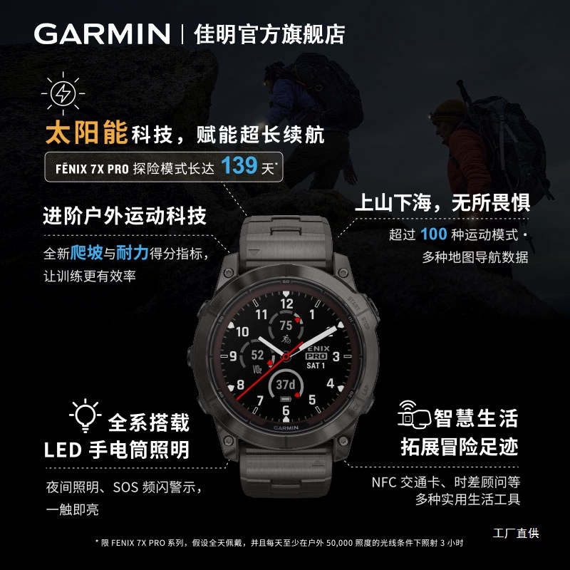 Garmin Fenix7/7X Pro/E профессиональные наручные часы для активного отдыха и спорта: бег, велосипед, кросс, альпинизм