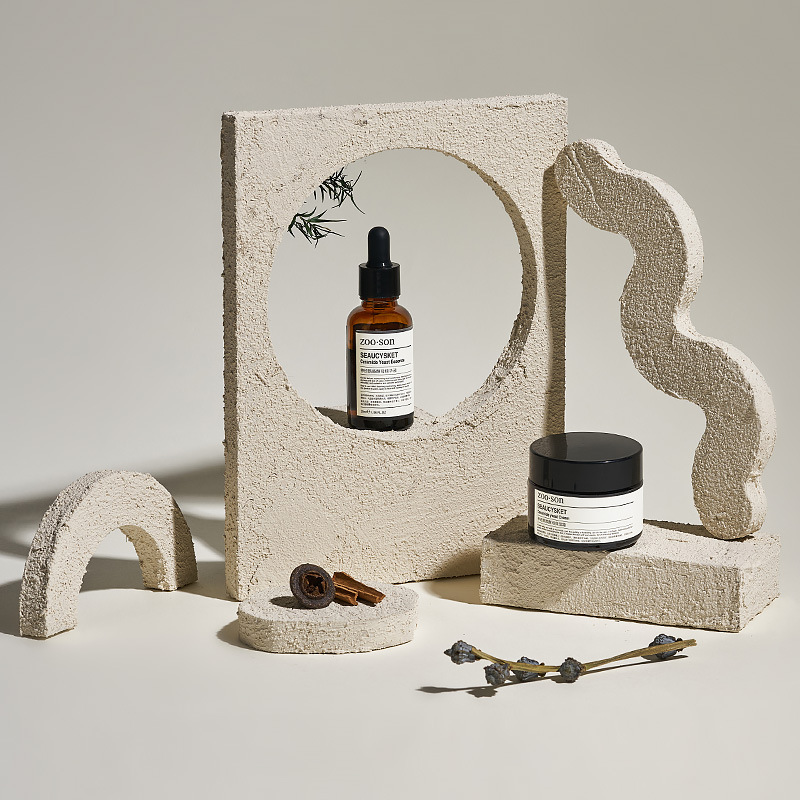 Maquillaje blanco original, geometría, accesorios fotográficos, pequeños adornos, cosméticos, bodegón, fotografía, decoración de tablero de fondo