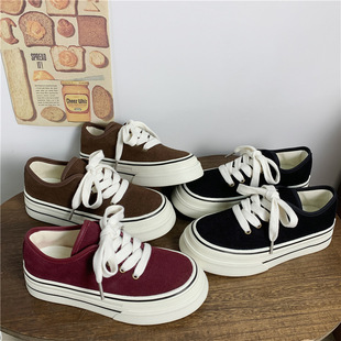Thick-soled low-top retro board shoes women's all-match niche canvas shoes autumn 2024 students new Korean canvas shoes