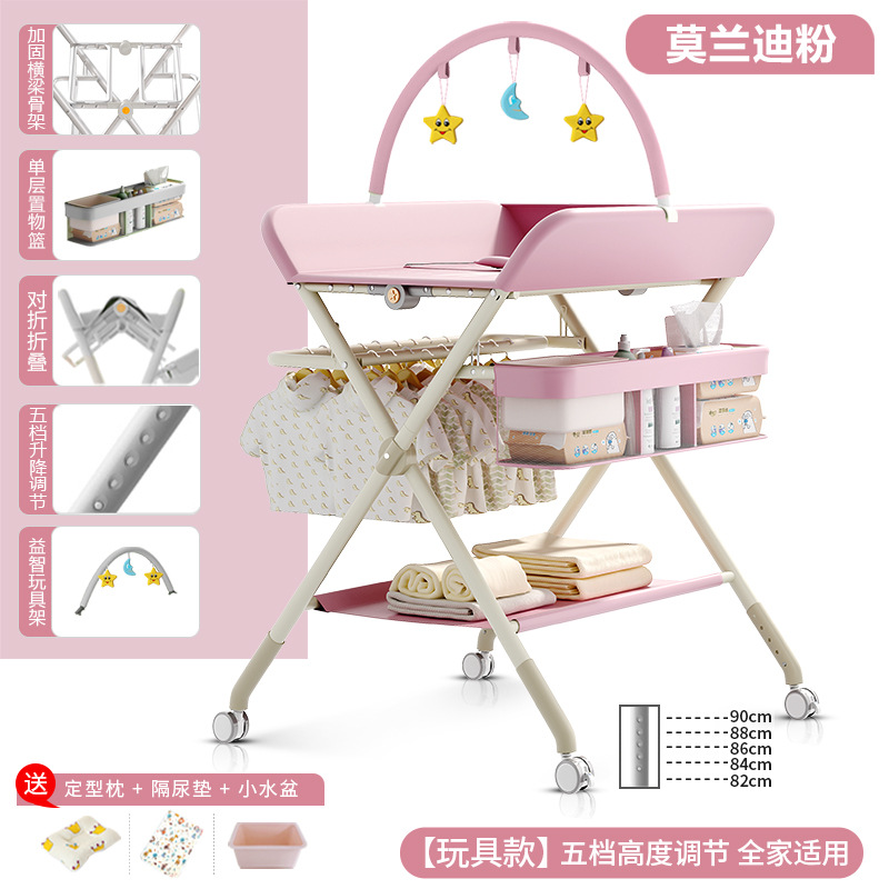 Mesa de cambio de pañales para bebés recién nacidos, mesa de cama de baño de masaje plegable multifuncional image 24
