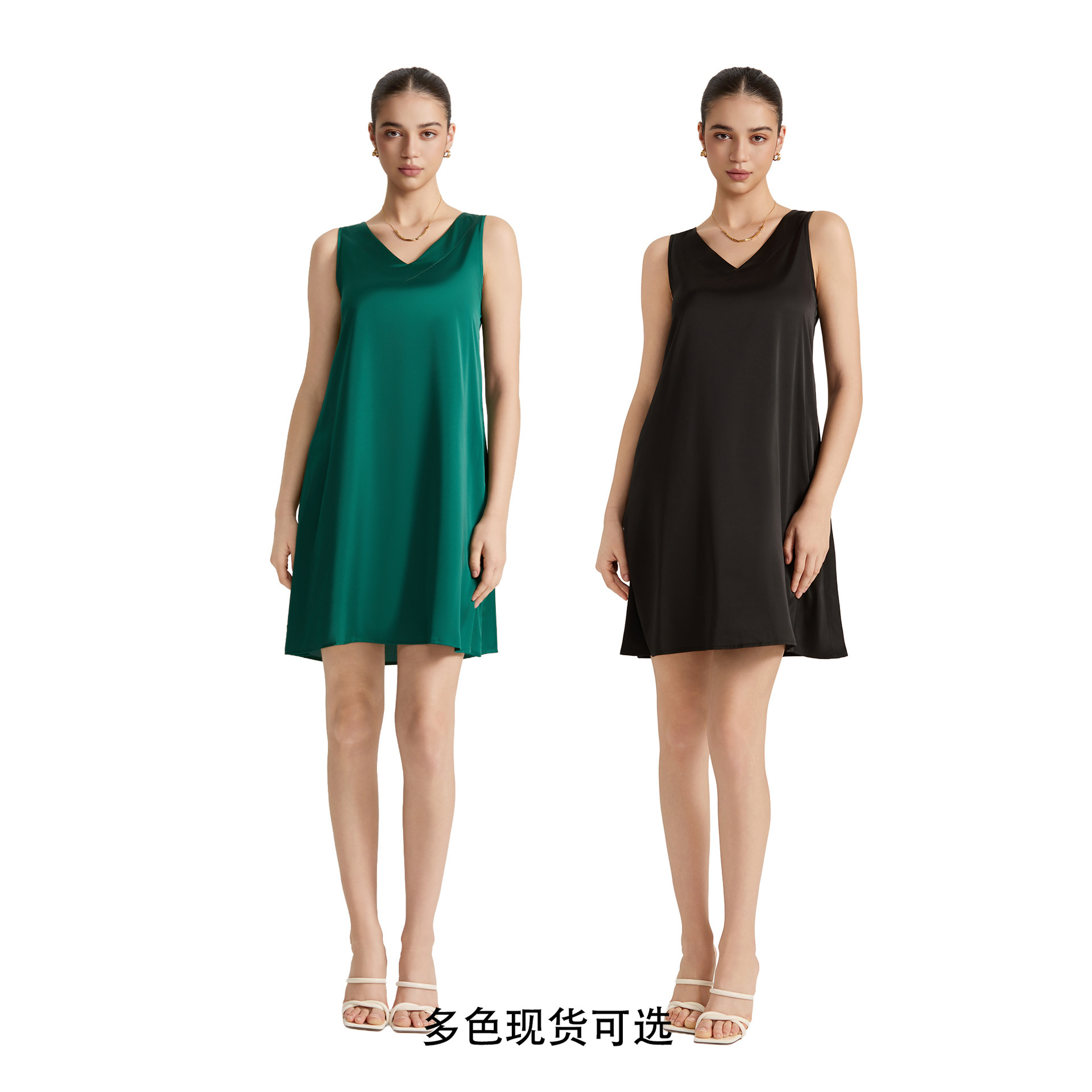 Nuevo pijama de Amazon mujer de verano satén chiffon pijama pijama de cuello V cinturón ancho cómodo ropa de hogar SQ25928