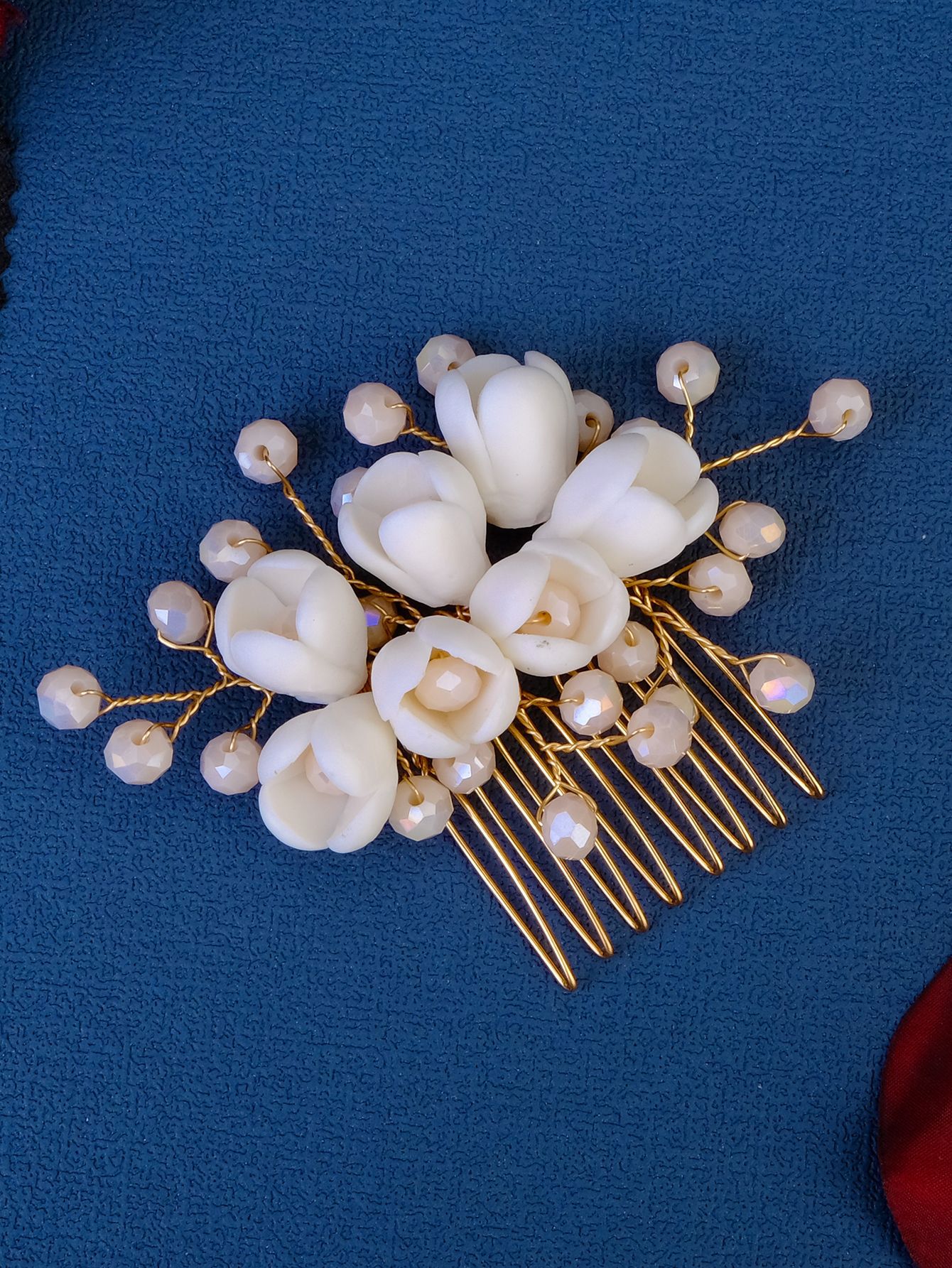 Women's Gender Elegant Retro Lady Flower Ceramics Insert Comb