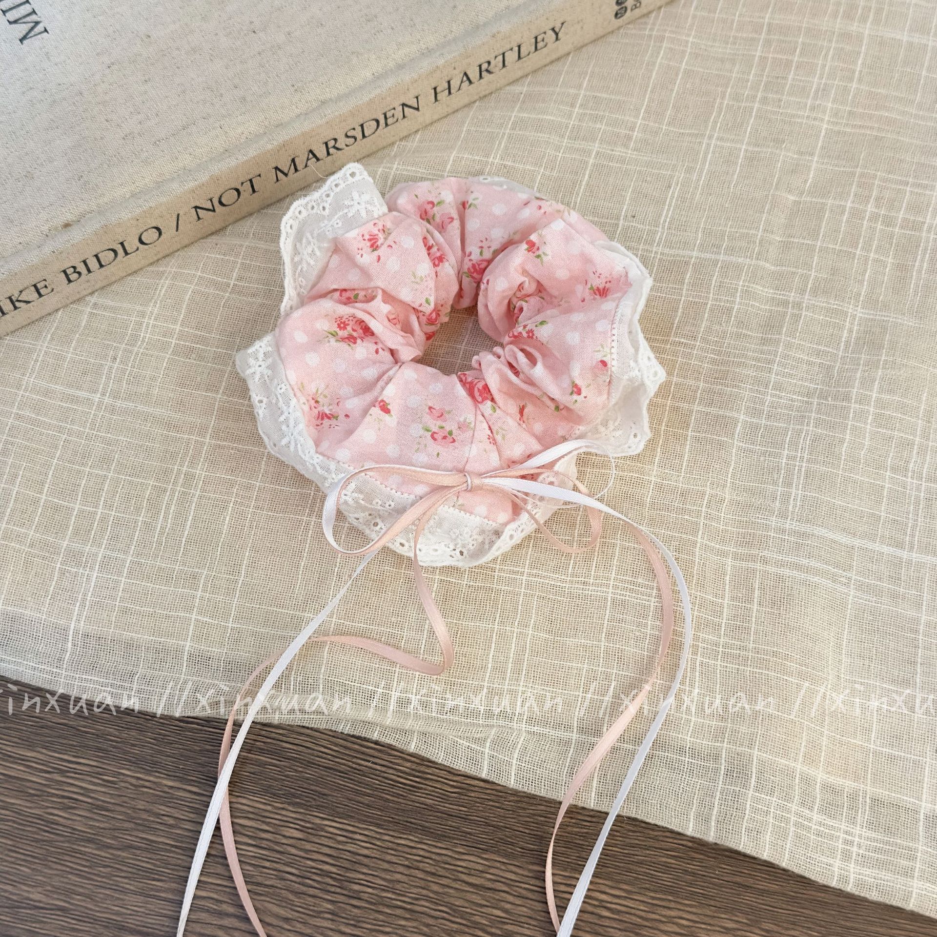 Fascia per capelli con intestino crasso e cuciture in pizzo, fascia elastica alta in coda di cavallo, fascia per capelli da ragazza dolce_voghion.com