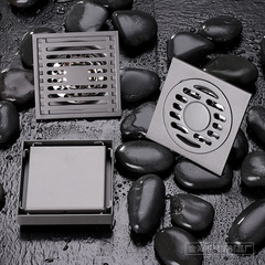 Gun gray floor drain stainless steel large-displacement bathroom washing machine bathroom sewer insect-proof and odor-proof floor drain