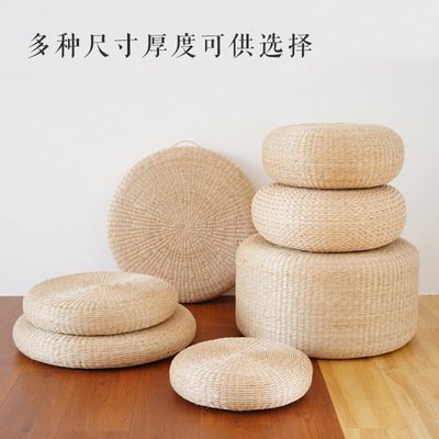 日式蒲草坐垫圆形打坐垫跪室内榻榻米拜佛禅修垫庭院蒲团加厚舒适|ms