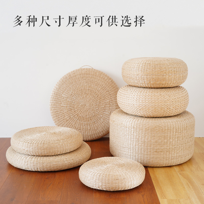 日式蒲草坐垫圆形打坐垫跪室内榻榻米拜佛禅修垫庭院蒲团加厚舒适|ms