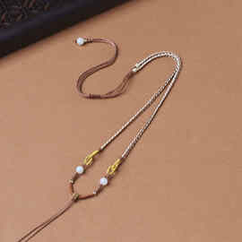 小众锁骨链曼波绳手工编织项链绳香槟金玛瑙翡翠吊坠绳高货挂件绳