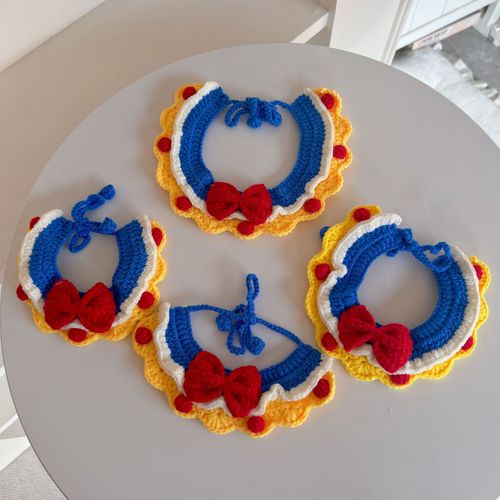 Snow White pet knitted collar cute cat necklace kitten necklace small dog dog scarf decoration