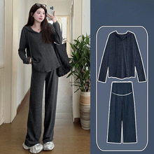 孕妇装春秋款宽松长袖连帽上衣韩版时尚休闲外穿托腹裤辣妈一整套