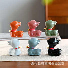 吉祥小鹿陶瓷摆件创意麋鹿工艺品桌面装饰礼品文创摆摊景区纪念品