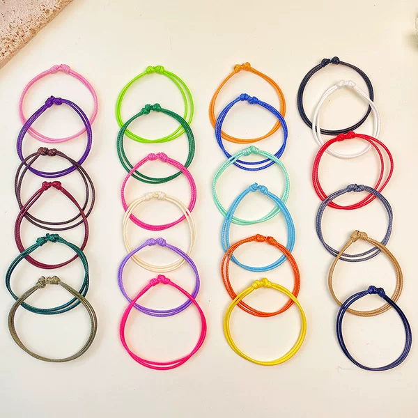 European and American Cross-Border Hot-Selling Wax Thread Bracelets 1.5mm Adjustable Colorful Simple Handmade Braided Bracelets Wholesale from Manufacturer