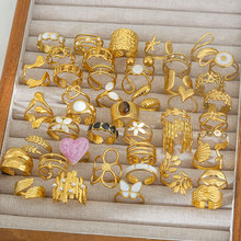 跨境新款欧美风戒指不锈钢海洋风轻奢高级感指环复古时尚个性手饰