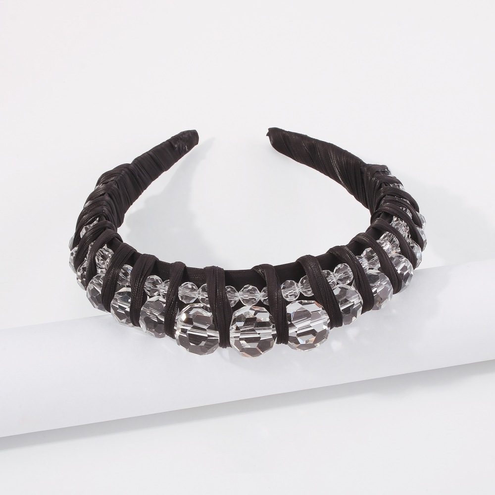 Fashion Black Crystal Cloth Winding Broad-sided Headband