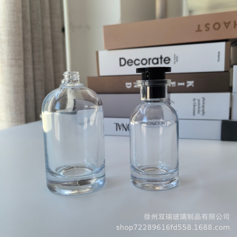 スポットラボ円筒形香水ガラスボトル 30ml50ml プッシュ式スプレーロゴバヨネットネジ透明|undefined