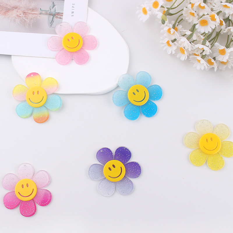 Nuevo acrílico sonriente girasol pequeños accesorios creativos ing nicho flores frescas llavero accesorios accesorios