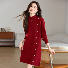 秋冬2025新款中长款打底衫内搭遮屁股针织连衣裙配大衣加厚毛衣女