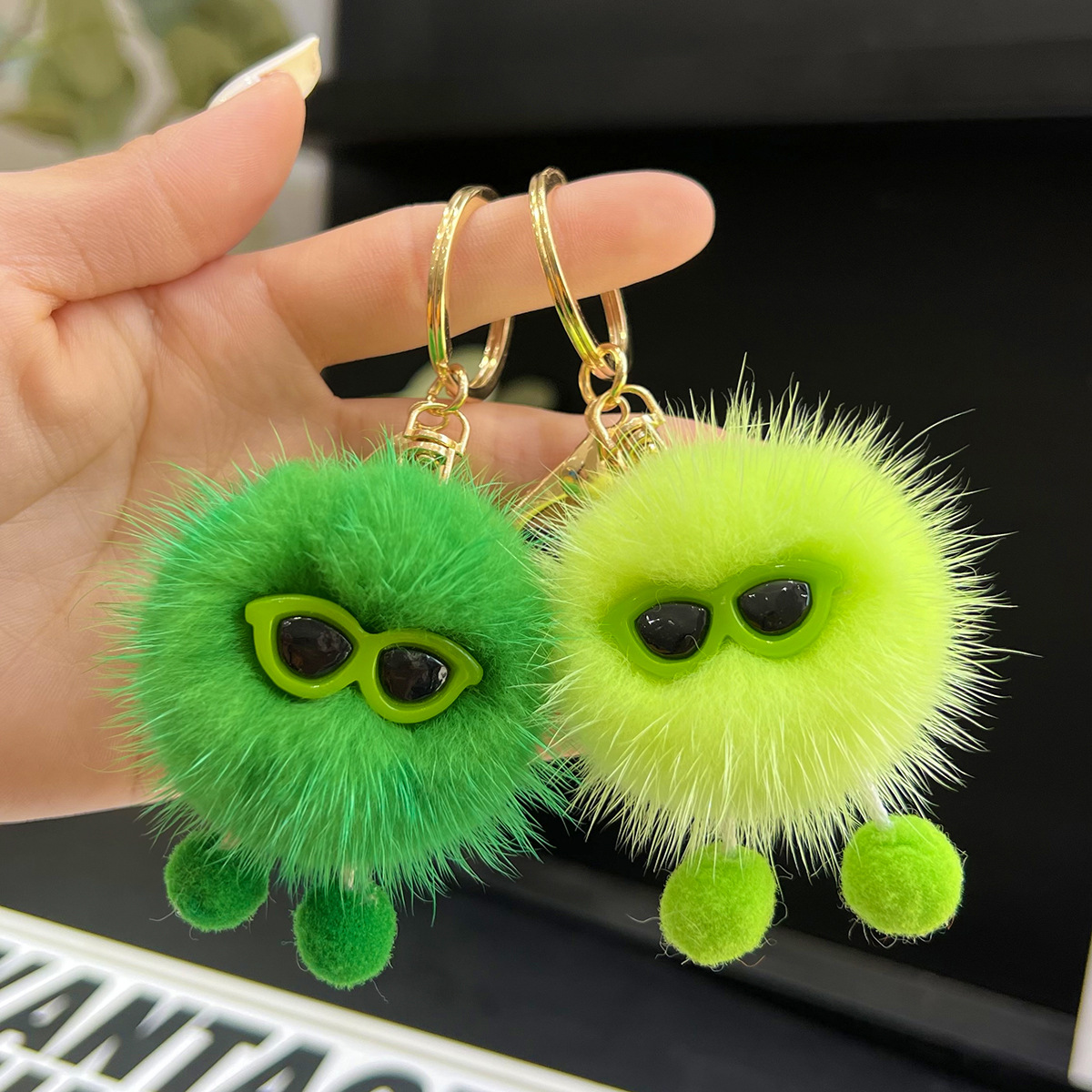 可爱水貂毛小煤球汽车钥匙扣挂件ins网红毛绒小毛球包包挂饰礼物