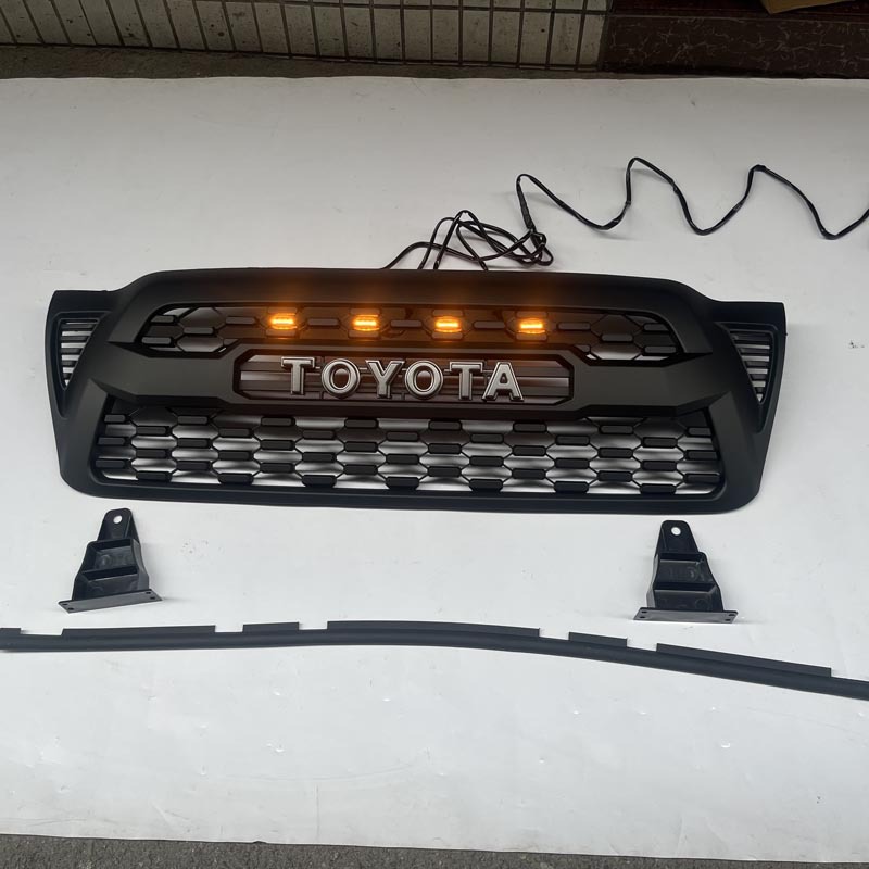 适用05-11年丰田塔库玛tacoma带灯前中网TRD款蜂窝款前中网格栅