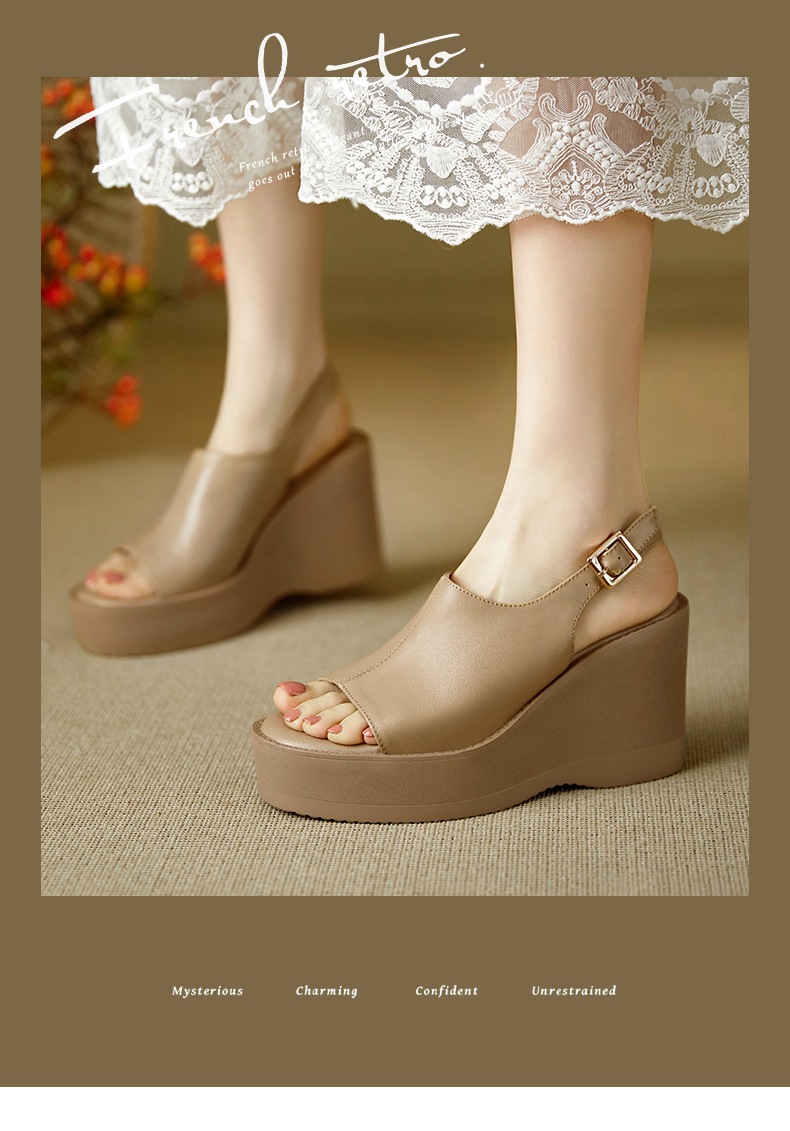 Sandal cao gót nữ mũi nhọn hở ngón, đế xuồng dày, quai một chữ, gót 9 cm — đen chi tiết 2