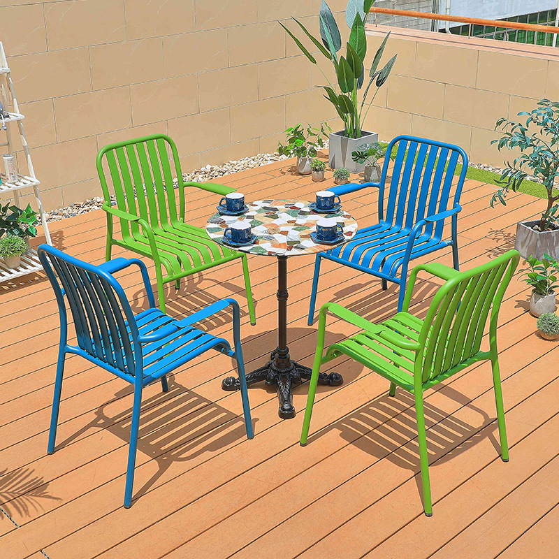 Mesa y silla al aire libre patio terraza al aire libre terraza villa jardín impermeable protección solar aleación de aluminio set mesa de té silla