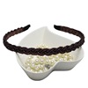 Woven fashionable headband with beads with pigtail from pearl, hair accessory, Korean style, new collection