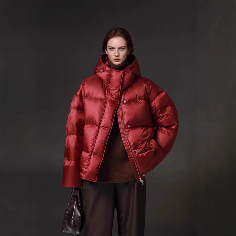 New Designer 2024 Winter 90% Goose down Jacket for Women, Short Style, High-End, Hooded, Loose and Warm New Model