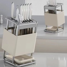 2025简约不锈钢厨房刀架置物架台面多功能刀具收纳新款菜刀放置座