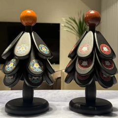 新款圣诞树隔热垫餐桌摆件创意一颗树实木防烫可折叠餐垫杯垫碗垫