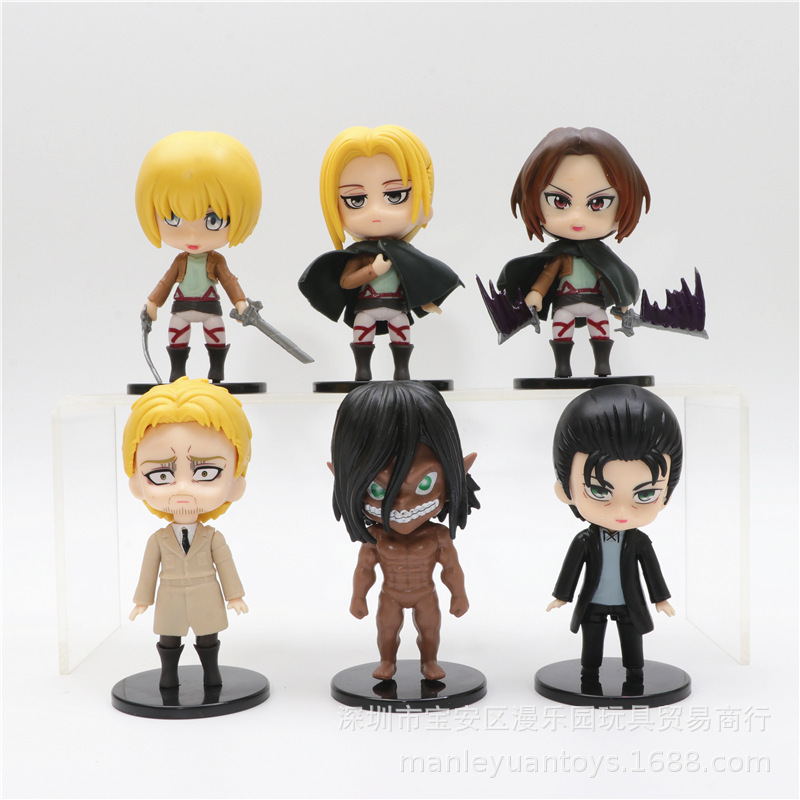 6 figuras de anime gigantes de ataque de segunda generación Allen Liwell Soldier Mikasa modelo de juguete adornos de muñecas