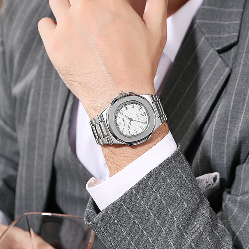 New Internet celebrity calendar luminous plaid steel band watch Nautilus Jane quartz business casual men's watch