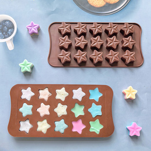 15 Consecutive Five-Pointed Star Chocolate 531 Silicone Mold Cake Ice Cream Pudding Dessert Mold Soap Baking Utensils