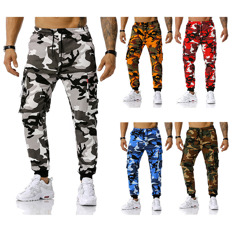 Foreign trade wholesale New European size men's cotton casual camouflage combat overalls jogging pants work pants men's