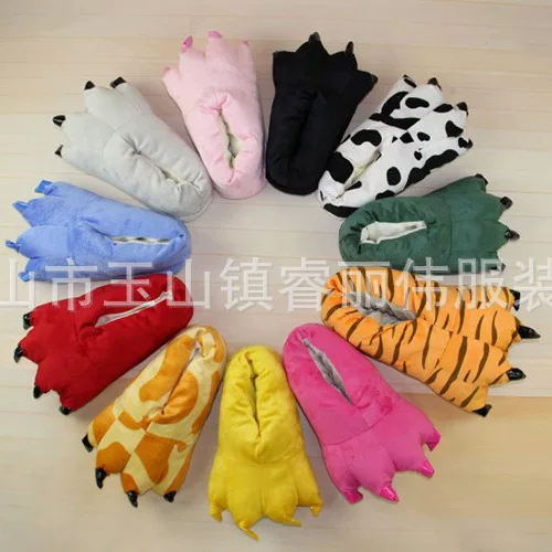cartoon comfortable footwear slippers keep warm flannel dinosaur tiger