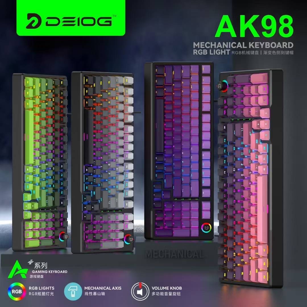 Deiog Wired Mechanical Keyboard Ak98 Red Axis E-Sports Gaming Keyboard Luminous Rgb Keyboard