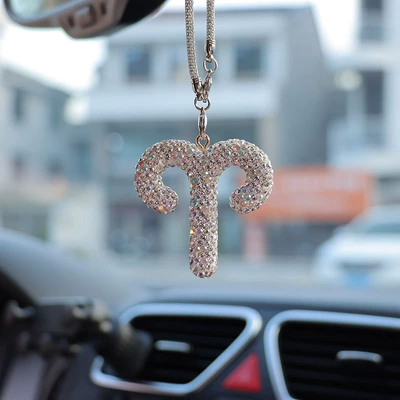 Car hanging car rearview mirror pendant - ab-color-transparent-white-diamond-aries