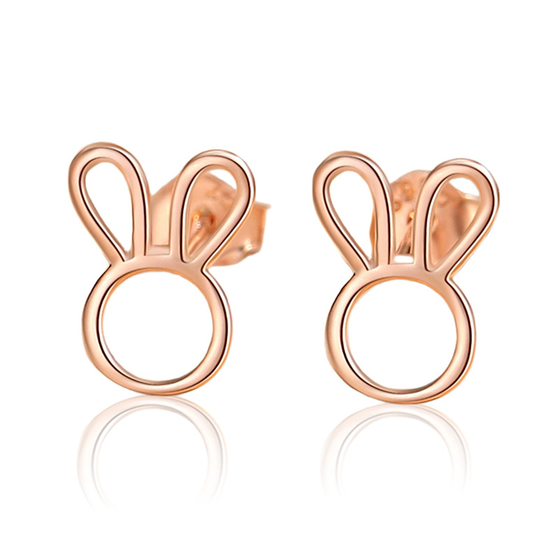 Pendientes de plata 925 conejito simple nicho pendientes de plata simple de alto grado del hueso del oído del perno prisionero lindo 925 pendientes al por mayor