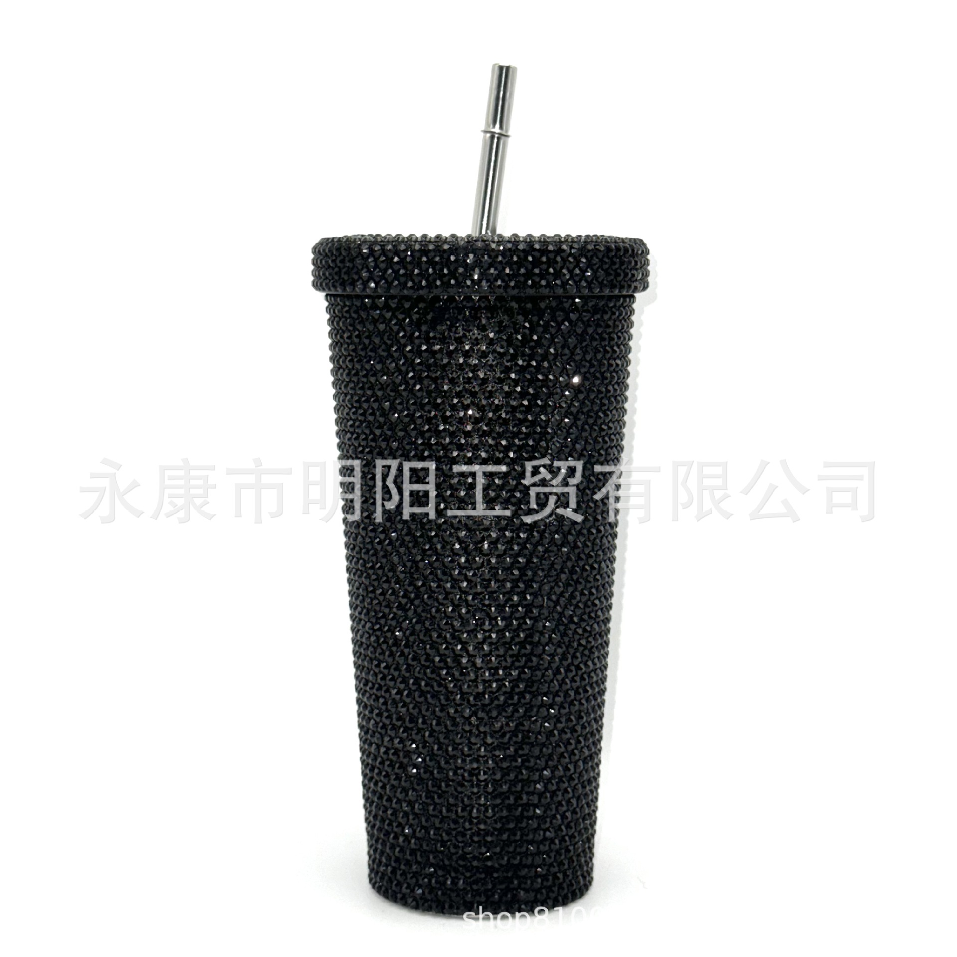 Taza de vacío incrustada en diamantes Taza de paja de acero inoxidable de doble capa Taza de regalo taza de café de diamantes de imitación Taza de bebida de diamantes de imitación incrustada en diamantes