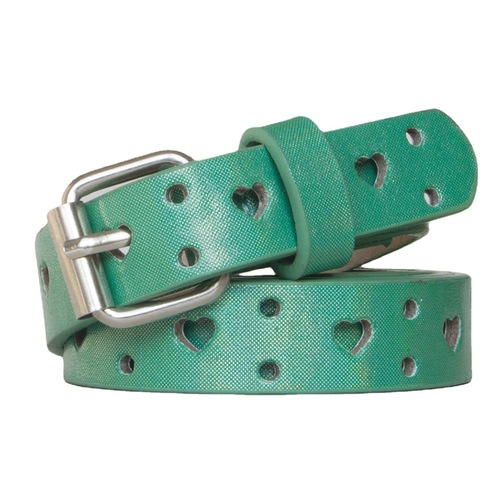 Wholesale women's leather belt with personalized hollow-out design, featuring a creative five-pointed star and heart shape.