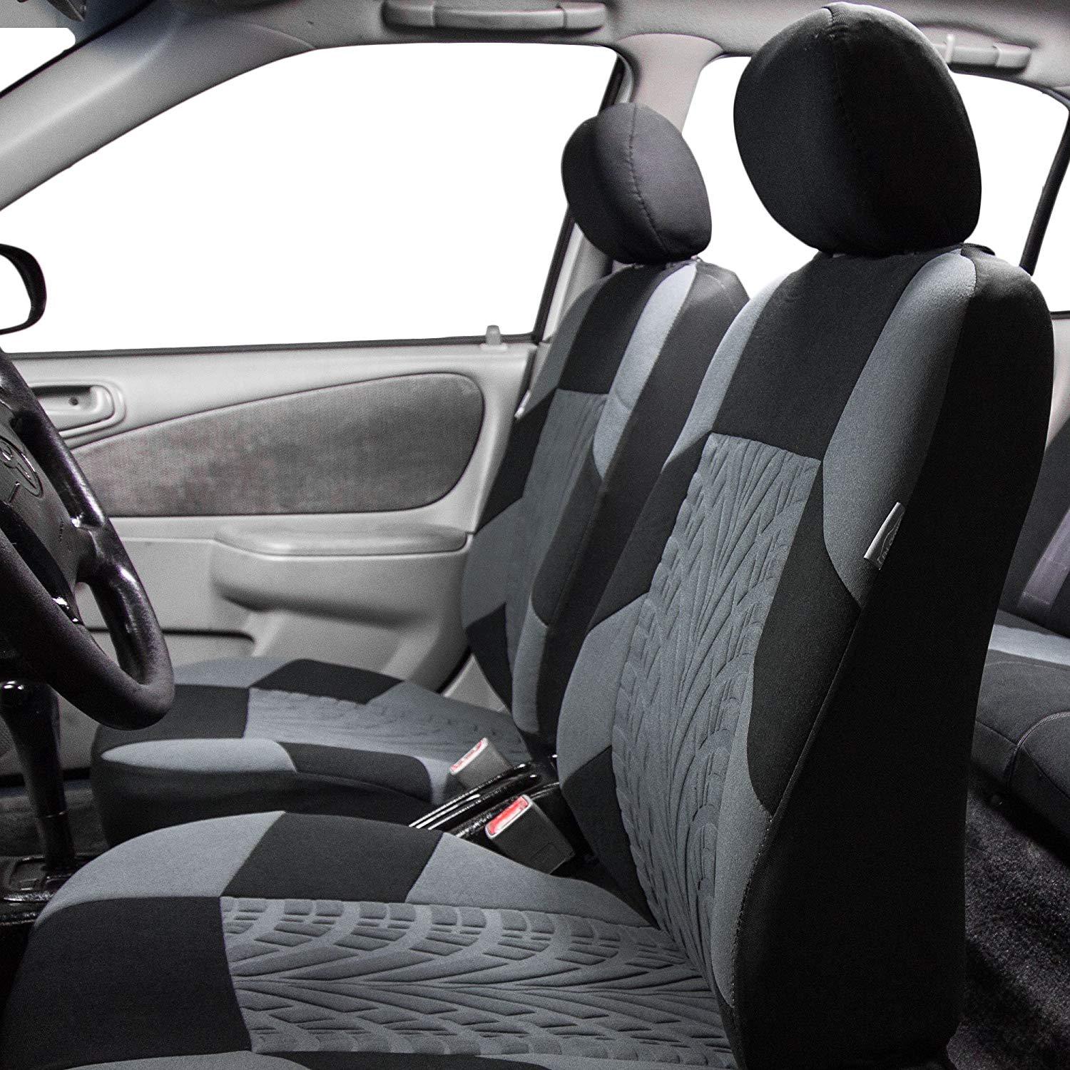 Source Manufacturer 3D Tire Pattern Embossed Car Seat Cover Set of 9 Pieces with Detachable Headrest and Front and Rear Seat Protectors