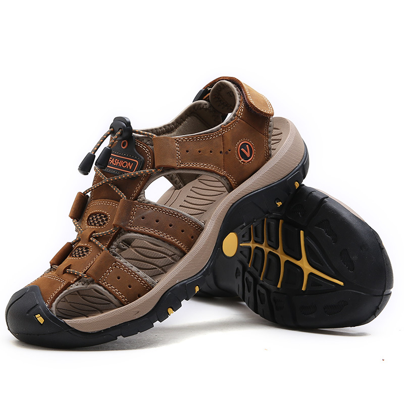 Sandalias para hombres de tamaño grande zapatos de playa casuales de verano de cuero para hombres al aire libre sandalias de tendencia de retroceso