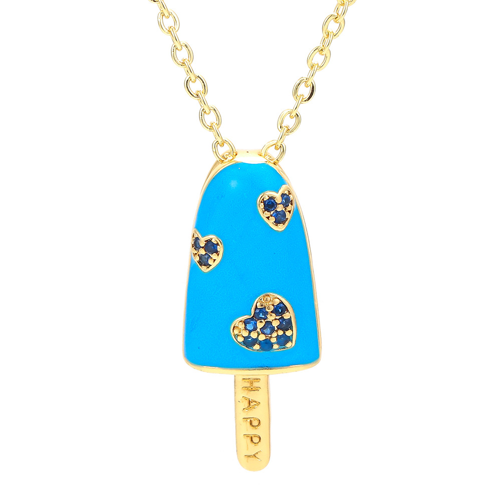 5g Weight Pendant Necklace Classification Wedding, Travel Occasion Copper Material Geometric Pattern Unisex Gender Fashion Style White, Pink, Purple, Green, Blue Color Wholesale Jewelry Popsicle-shaped Oil Drop Pendant Copper Inlaid Zircon Necklace Nihaojewelry 8